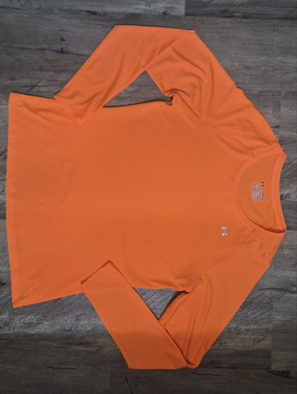 Under Armour HeatGear Neon Orange Long Sleeve Workout Running Top LG